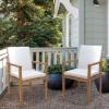 Sunnydaze Outdoor Dining Chairs Set of 2 – Rodanthe Patio Chairs with Cushions – Acacia Wood Outdoor Seating – Patio Seating – Natural Wood