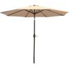 Sunnydaze Outdoor Patio Umbrella – Polyester Table Market Umbrella with Push-Button Tilt and Crank – 8 Sturdy Ribs – Catalina Beach Stripe – 9ft(Beige)