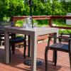 Sunnydaze Plastic Square Patio Table with Umbrella Hole – Faux Woodgrain Top – Indoor or Outdoor Use – Champagne – 29.5″ H