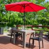 Sunnydaze Plastic Square Patio Table with Umbrella Hole – Faux Woodgrain Top – Indoor or Outdoor Use – Champagne – 29.5″ H