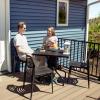 Sunnydaze Plastic Top Outdoor Dining Table – Square Folding Patio Table with Curved Iron Legs – Black – 28.75″ H