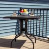 Sunnydaze Plastic Top Outdoor Dining Table – Square Folding Patio Table with Curved Iron Legs – Black – 28.75″ H