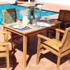 Sunnydaze Rectangular Solid Teak Outdoor Dining Table – Light Wood Stain Finish – 47-Inch