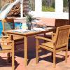 Sunnydaze Rectangular Solid Teak Outdoor Dining Table – Light Wood Stain Finish – 47-Inch