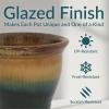 Sunnydaze Round Ceramic Planter – Set of 2 Indoor or Outdoor Plant Pots with Drainage Hole – Chalet – 12″ – Imperial Blue Glaze(Forest Lake Green)
