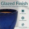 Sunnydaze Round Ceramic Planter – Set of 2 Indoor or Outdoor Plant Pots with Drainage Hole – Chalet – 12″ – Imperial Blue Glaze(Imperial Blue)