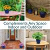 Sunnydaze Round Ceramic Planter – Set of 2 Indoor or Outdoor Plant Pots with Drainage Hole – Chalet – 12″ – Imperial Blue Glaze(Imperial Blue)