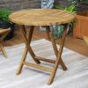 Sunnydaze Round Folding Solid Teak Outdoor Dining Table – Light Wood Stain Finish – 31 Inches(32 in)
