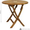 Sunnydaze Round Folding Solid Teak Outdoor Dining Table – Light Wood Stain Finish – 31 Inches(32 in)