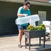 Sunnydaze Self-Watering Raised Garden Bed with Cover – Includes Water Tube – Polypropylene Construction – Gray