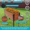 Sunnydaze Set of 2 Acacia Planter Boxes with Powder-Coated Steel Frame – 14.75″ H and 31” H – Removable Planter Bags – Brown