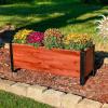 Sunnydaze Set of 2 Acacia Planter Boxes with Powder-Coated Steel Frame – 14.75″ H and 31” H – Removable Planter Bags – Brown