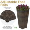 Sunnydaze Set of 2 Square Tall Wicker Planters – Polyrattan Rectangular Large Plastic planters for Outdoor Plants – 24-Inches Tall – Brown(24 in)