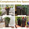 Sunnydaze Set of 2 Square Tall Wicker Planters – Polyrattan Rectangular Large Plastic planters for Outdoor Plants – 24-Inches Tall – Brown(24 in)