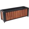 Sunnydaze Slatted Rectangular Wood Planter Box with Powder-Coated Steel Frame – 24″ Acacia Wood Planter with Removable Liner – 3.7 Gal Capacity
