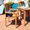 Sunnydaze Solid Teak Outdoor Slatted Armchair – Light Brown Wood Stain Finish