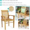 Sunnydaze Solid Teak Outdoor Slatted Armchair – Light Brown Wood Stain Finish