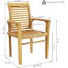 Sunnydaze Solid Teak Outdoor Slatted Armchair – Light Brown Wood Stain Finish