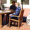 Sunnydaze Solid Teak Outdoor Slatted Armchair – Light Brown Wood Stain Finish