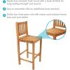 Sunnydaze Solid Teak Wood Outdoor Bar Chair – for Patio, Home Bar, or Deck – 330 lb Weight Capacity – 43 Inches H