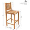 Sunnydaze Solid Teak Wood Outdoor Bar Chair – for Patio, Home Bar, or Deck – 330 lb Weight Capacity – 43 Inches H