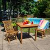 Sunnydaze Solid Teak Wood Outdoor Dining Table – Wooden Patio Table – Square – 32 Inches Long – Natural Brown Wood Stain Finish