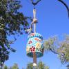 Sunnydaze Spring Flowers Wind Bell – Mosaic Glass Wind Chime Bell for The Patio, Deck, or Porch – 7″