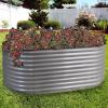 Sunnydaze Stackable Galvalume Steel Raised Garden Bed – 79″ Oval Silver