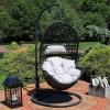 Sunnydaze Steel Egg Chair Stand with Extra-Wide Round Base – Black Powder-Coated Finish – 76 Inches H