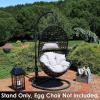 Sunnydaze Steel Egg Chair Stand with Extra-Wide Round Base – Black Powder-Coated Finish – 76 Inches H