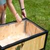 Sunnydaze Steel-Framed Acacia Wood Rectangular Planter Box – 15.5″ H Wooden Raised Garden Bed with Removable Planter Bag – Natural(Natural)