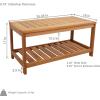 Sunnydaze Teak Outdoor Coffee Table for Patio – Coffee Table for Outside or Patio – Rectangle – 35 Inch – Meranti Wood