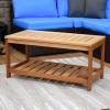 Sunnydaze Teak Outdoor Coffee Table for Patio – Coffee Table for Outside or Patio – Rectangle – 35 Inch – Meranti Wood