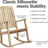 Sunnydaze Teak Outdoor Rocking Chair with Slatted Back – Wooden Front Porch Chair for Patio – Outside Porch Rocker – 325 lb Support