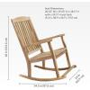 Sunnydaze Teak Outdoor Rocking Chair with Slatted Back – Wooden Front Porch Chair for Patio – Outside Porch Rocker – 325 lb Support