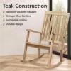 Sunnydaze Teak Outdoor Rocking Chair with Slatted Back – Wooden Front Porch Chair for Patio – Outside Porch Rocker – 325 lb Support