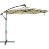 Sunnydaze 10′ Solar Offset Patio Umbrella – Solar Cantilever Umbrella Outdoor with LED Lights – Polyester Shade, Air Vent, & Cross Base(Beige)