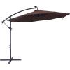 Sunnydaze 10′ Solar Offset Patio Umbrella – Solar Cantilever Umbrella Outdoor with LED Lights – Polyester Shade, Air Vent, & Cross Base(Brown)