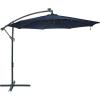 Sunnydaze 10′ Solar Offset Patio Umbrella – Solar Cantilever Umbrella Outdoor with LED Lights – Polyester Shade, Air Vent, & Cross Base(Navy Blue)