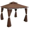 Sunnydaze 10×10 Soft Top Patio Gazebo – Outdoor Gazebo Canopy with Privacy Curtains and Screens for Backyard – Steel Frame – Cream(Brown)