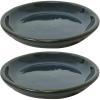 Sunnydaze 12-Inch Ceramic Plant Saucers – Plant Drip Trays for Outdoor Planter Flower Pot Drainage – Set of 2 – Imperial Blue(Forest Lake Green)
