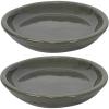 Sunnydaze 12-Inch Ceramic Plant Saucers – Plant Drip Trays for Outdoor Planter Flower Pot Drainage – Set of 2 – Imperial Blue(Gray)