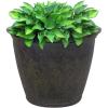 Sunnydaze 24-Inch Anjelica Large Plastic Pot for Plants – Double-Walled Outdoor Polyresin Round Planter Porch Pot with Drillable Drainage Holes – Rust – 4pk(Sable)