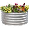Sunnydaze 35.5-Inch Round Metal Raised Garden Bed – Galvalume Steel Garden Bed with Rubber Edge Trim – Silver(Silver)