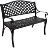 Sunnydaze 39-Inch Outdoor Bench for Patio or Park – Metal Garden Bench for Outdoors – Front Porch or Backyard Seat for Two – Black