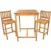 Sunnydaze 3-Piece Teak Wood Bar-Height Patio Table Set – Outdoor Bar Table and Chairs – for Balcony, Home Bar, or Deck