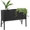 Sunnydaze 3-Section Wicker Raised Planter Box – 3 Removable Plastic Inserts – Above Ground Raised Garden Bed with Legs – 30.75″ W x 11.75″ D x 22″ H