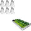 Sunnydaze 4 x 8 ft Silver Galvanized Steel Rectangular Raised Garden Bed and 6-Pack Chicken Wire Plant Protector Cages