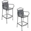 Sunnydaze 47.5-Inch H Wrought Iron Outdoor Bar Chairs with Scrolling Design – Set of 2 – Black