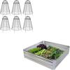 Sunnydaze 47″ W x 47″ D x 12″ H Silver Galvanized Raised Garden Bed and 6-Pack Chicken Wire Plant Protector Cages